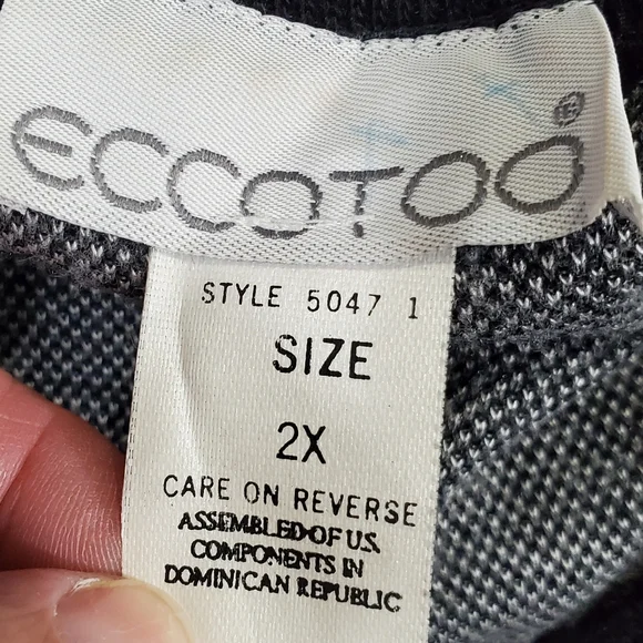 Eccotoo Sweater Womens Plus 3X Black & White Floral Faux Wrap Vintage ~Pre-Owned - Picture 8 of 9